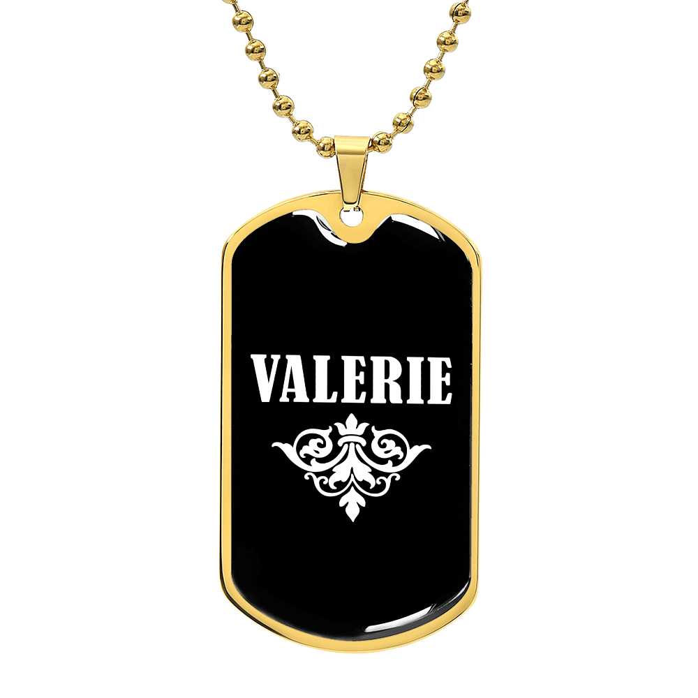 Valerie v03a - 18k Gold Finished Luxury Dog Tag Necklace