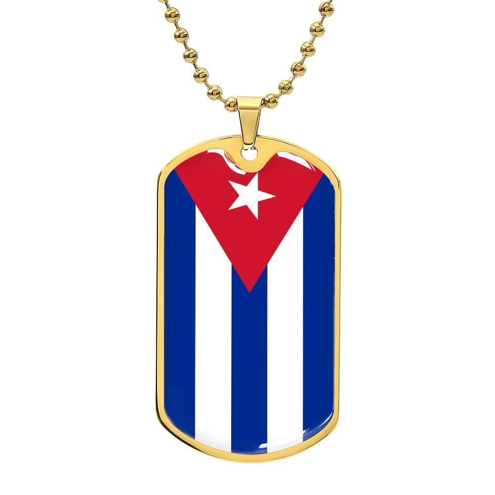Cuban Flag - 18k Gold Finished Luxury Dog Tag Necklace