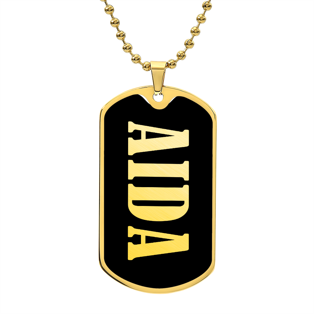 Aida v02 - 18k Gold Finished Luxury Dog Tag Necklace