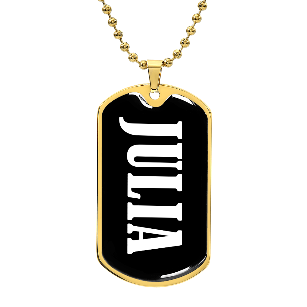Julia v01w - 18k Gold Finished Luxury Dog Tag Necklace