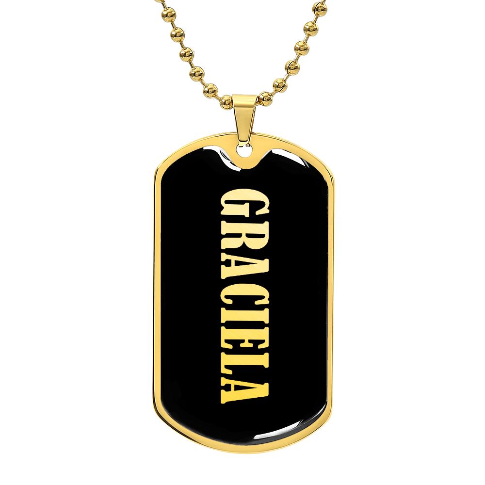 Graciela v02 - 18k Gold Finished Luxury Dog Tag Necklace
