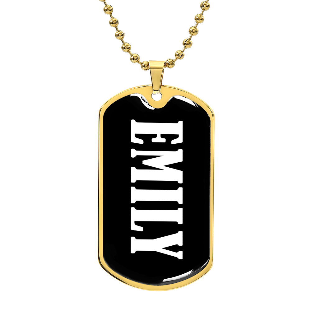 Emily v01w - 18k Gold Finished Luxury Dog Tag Necklace