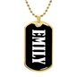 Emily v01w - 18k Gold Finished Luxury Dog Tag Necklace