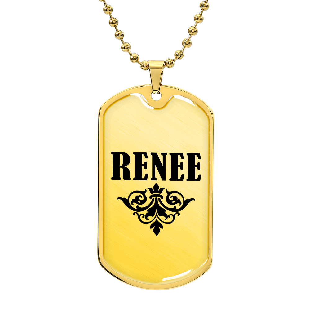 Renee v01a - 18k Gold Finished Luxury Dog Tag Necklace