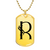 Initial R v001-31 - 18k Gold Finished Luxury Dog Tag Necklace