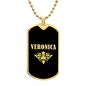 Veronica v02a - 18k Gold Finished Luxury Dog Tag Necklace