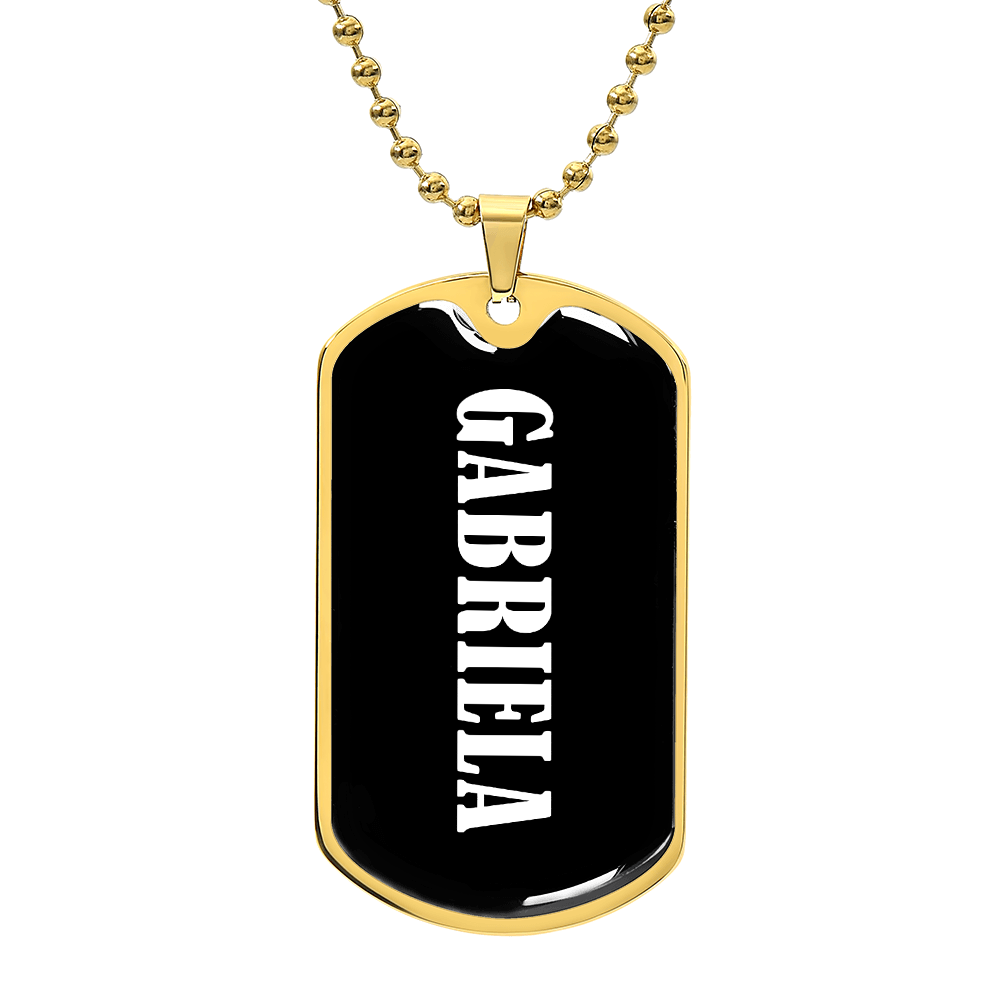 Gabriela v03 - 18k Gold Finished Luxury Dog Tag Necklace