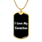 Love My Cavachon v6 - 18k Gold Finished Luxury Dog Tag Necklace