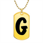 Initial G v1b - 18k Gold Finished Luxury Dog Tag Necklace