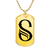 Initial S v001-31 - 18k Gold Finished Luxury Dog Tag Necklace