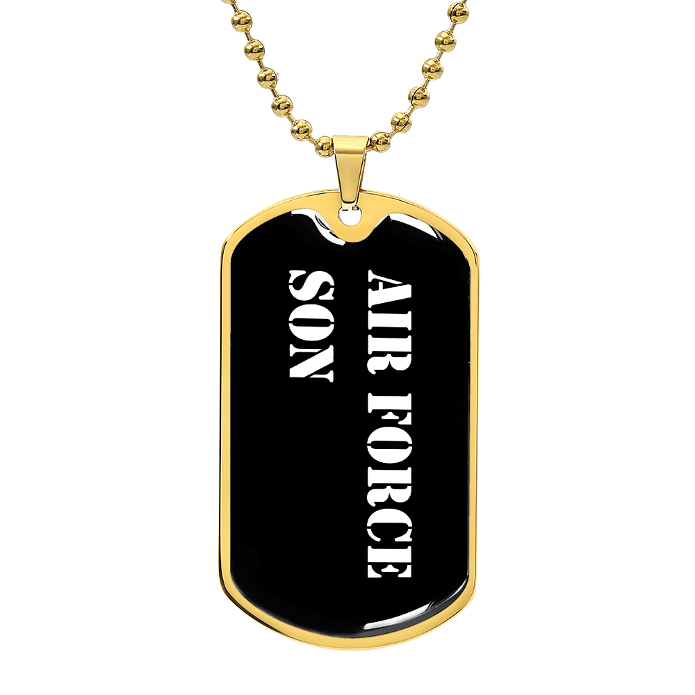 Air Force Son v3 - 18k Gold Finished Luxury Dog Tag Necklace