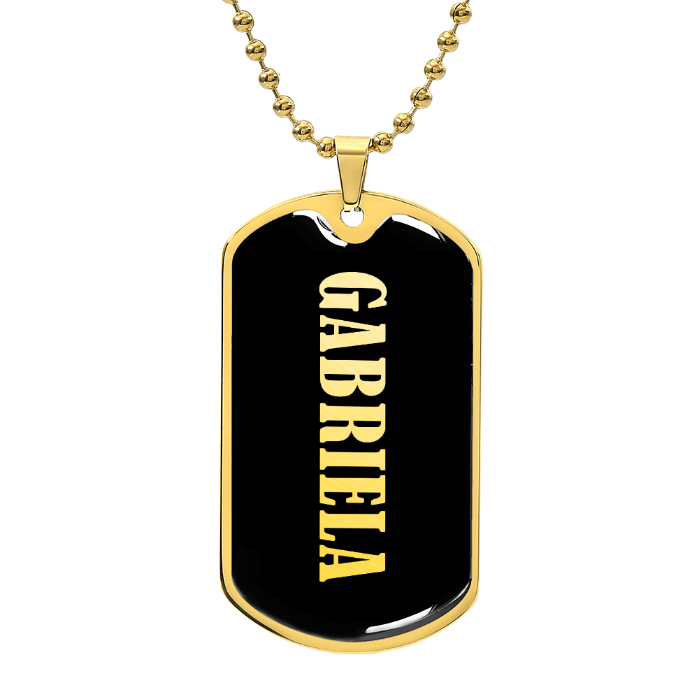 Gabriela v02 - 18k Gold Finished Luxury Dog Tag Necklace