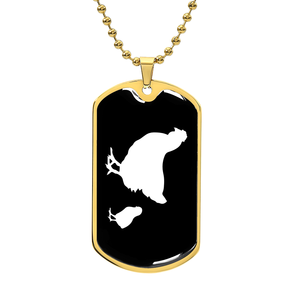 Mama Chicken With 1 Chick v3 - 18k Gold Finished Luxury Dog Tag Necklace