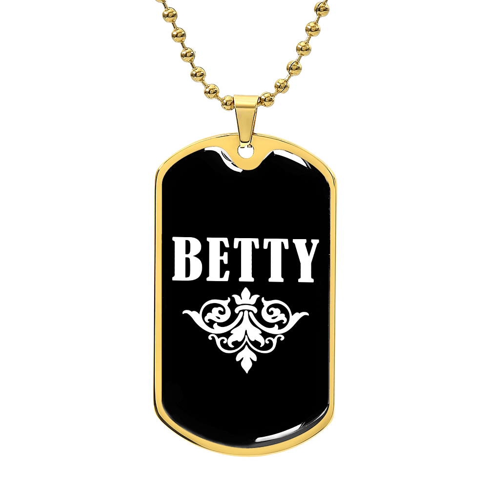 Betty v03a - 18k Gold Finished Luxury Dog Tag Necklace