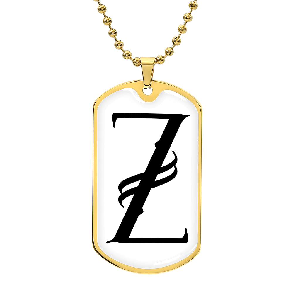 Initial Z v001-34 - 18k Gold Finished Luxury Dog Tag Necklace