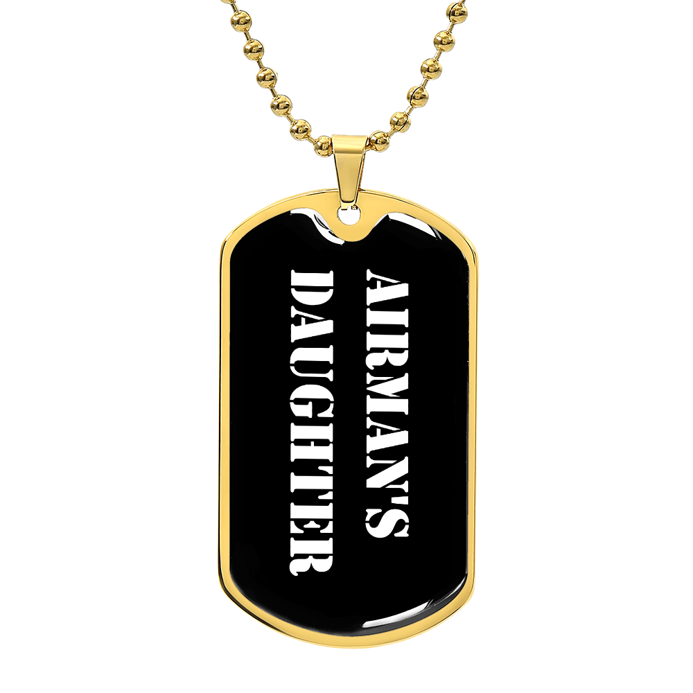 Airman's Daughter v3 - 18k Gold Finished Luxury Dog Tag Necklace