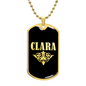 Clara v02a - 18k Gold Finished Luxury Dog Tag Necklace