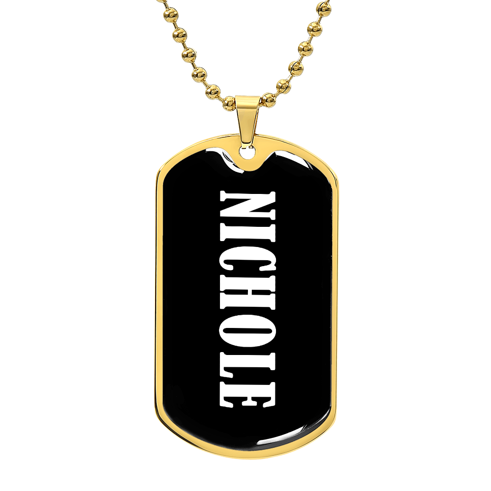 Nichole v01w - 18k Gold Finished Luxury Dog Tag Necklace