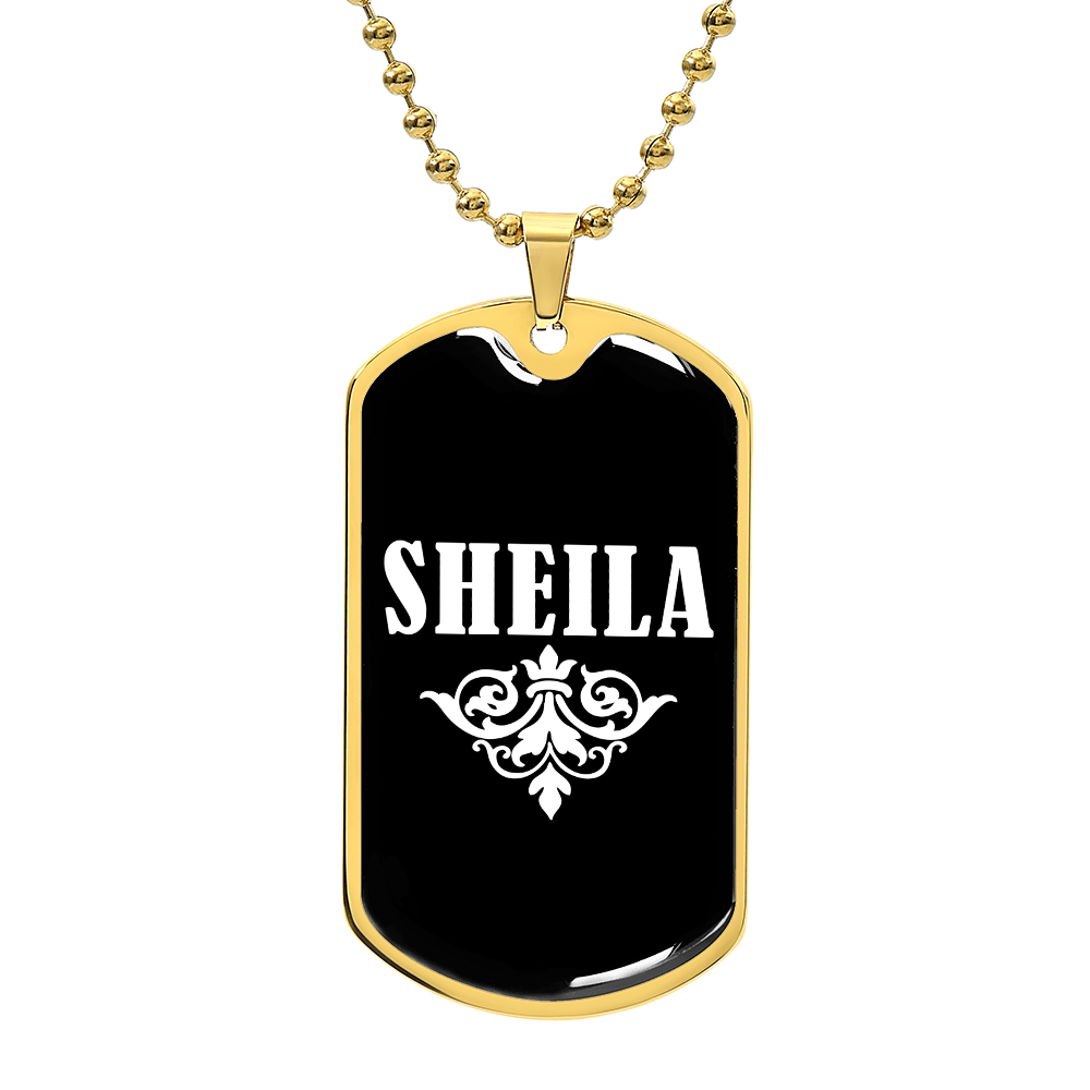 Sheila v03a - 18k Gold Finished Luxury Dog Tag Necklace