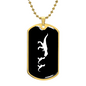 Mama Dinosaur With 2 Hatchlings v3 - 18k Gold Finished Luxury Dog Tag Necklace