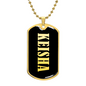 Keisha v02 - 18k Gold Finished Luxury Dog Tag Necklace