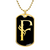 Initial F v001-32 - 18k Gold Finished Luxury Dog Tag Necklace