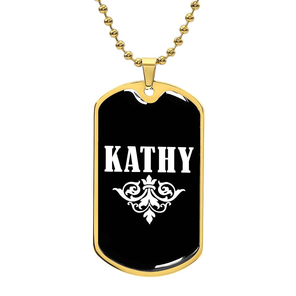 Kathy v03a - 18k Gold Finished Luxury Dog Tag Necklace
