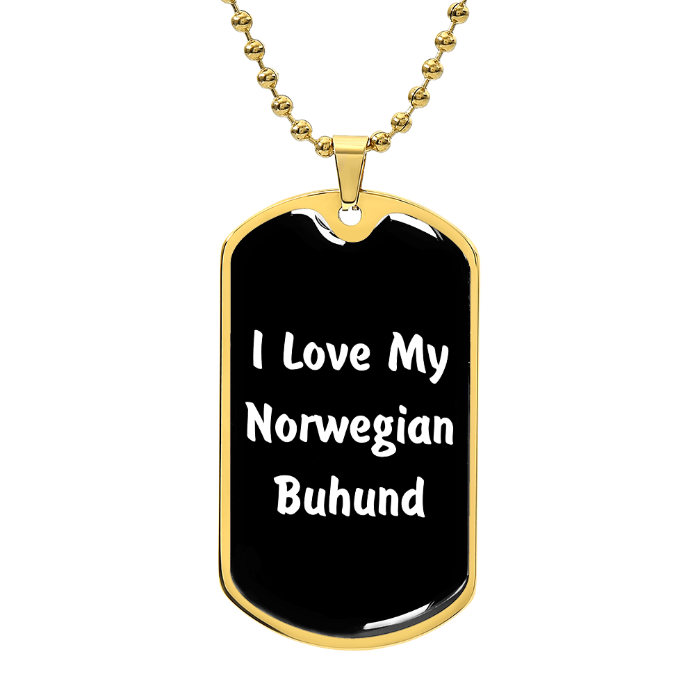 Love My Norwegian Buhund v6 - 18k Gold Finished Luxury Dog Tag Necklace