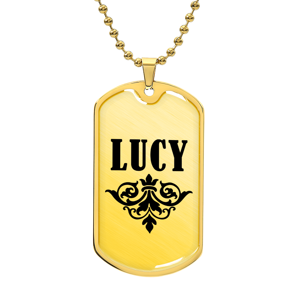 Lucy v01a - 18k Gold Finished Luxury Dog Tag Necklace