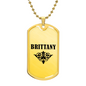 Brittany v01a - 18k Gold Finished Luxury Dog Tag Necklace