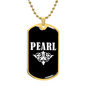 Pearl v03a - 18k Gold Finished Luxury Dog Tag Necklace