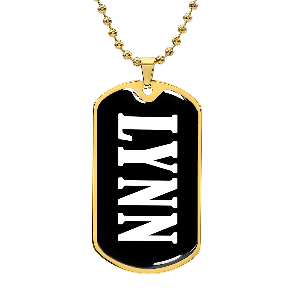 Lynn v01w - 18k Gold Finished Luxury Dog Tag Necklace