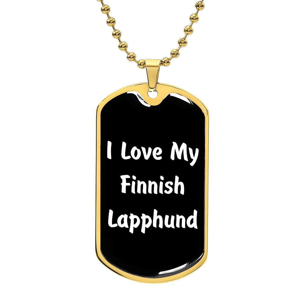 Love My Finnish Lapphund v6 - 18k Gold Finished Luxury Dog Tag Necklace