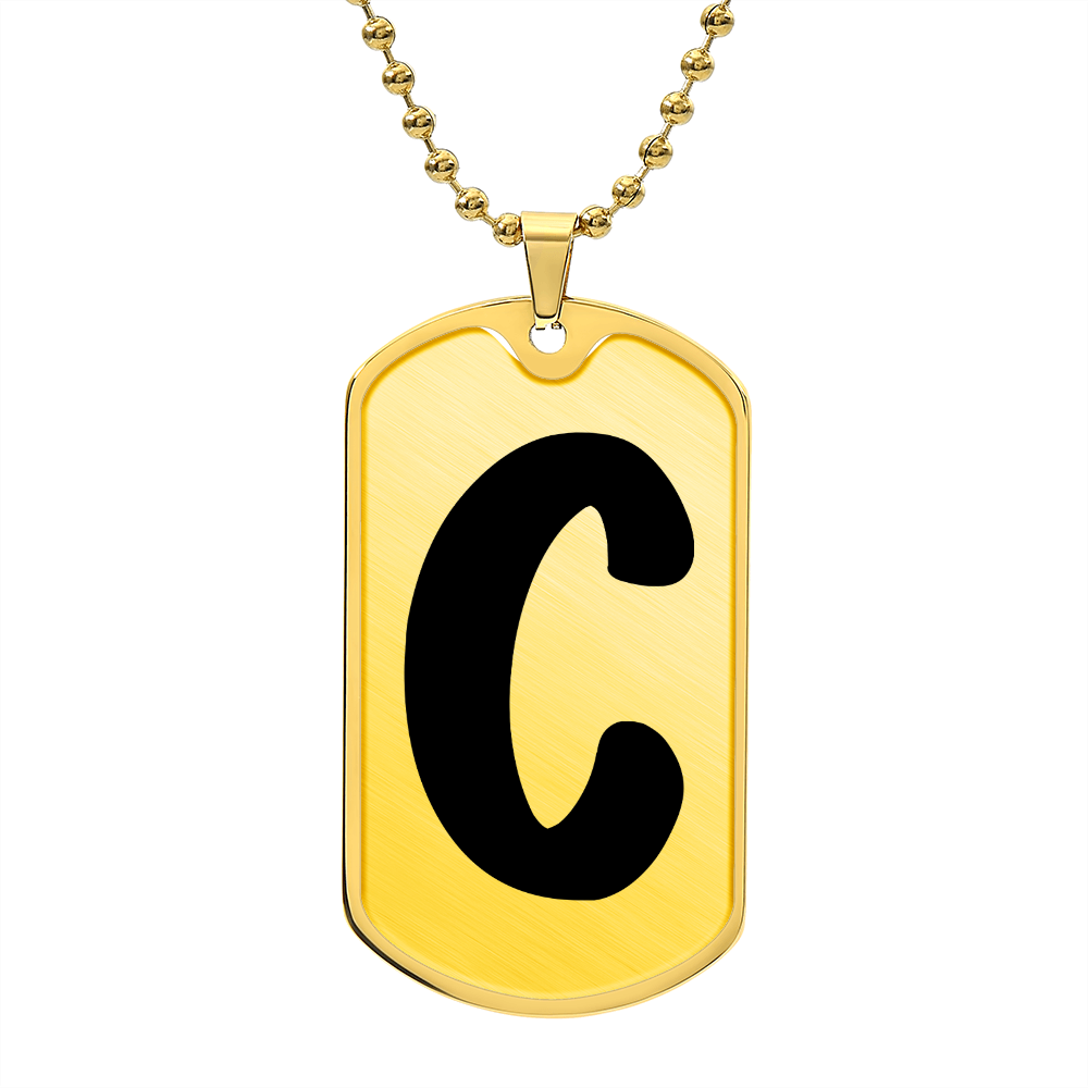 Initial C v1b - 18k Gold Finished Luxury Dog Tag Necklace