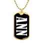 Ann v01w - 18k Gold Finished Luxury Dog Tag Necklace