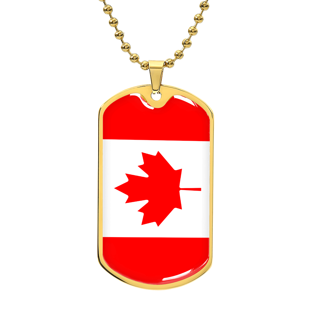 Canadian Flag - 18k Gold Finished Luxury Dog Tag Necklace