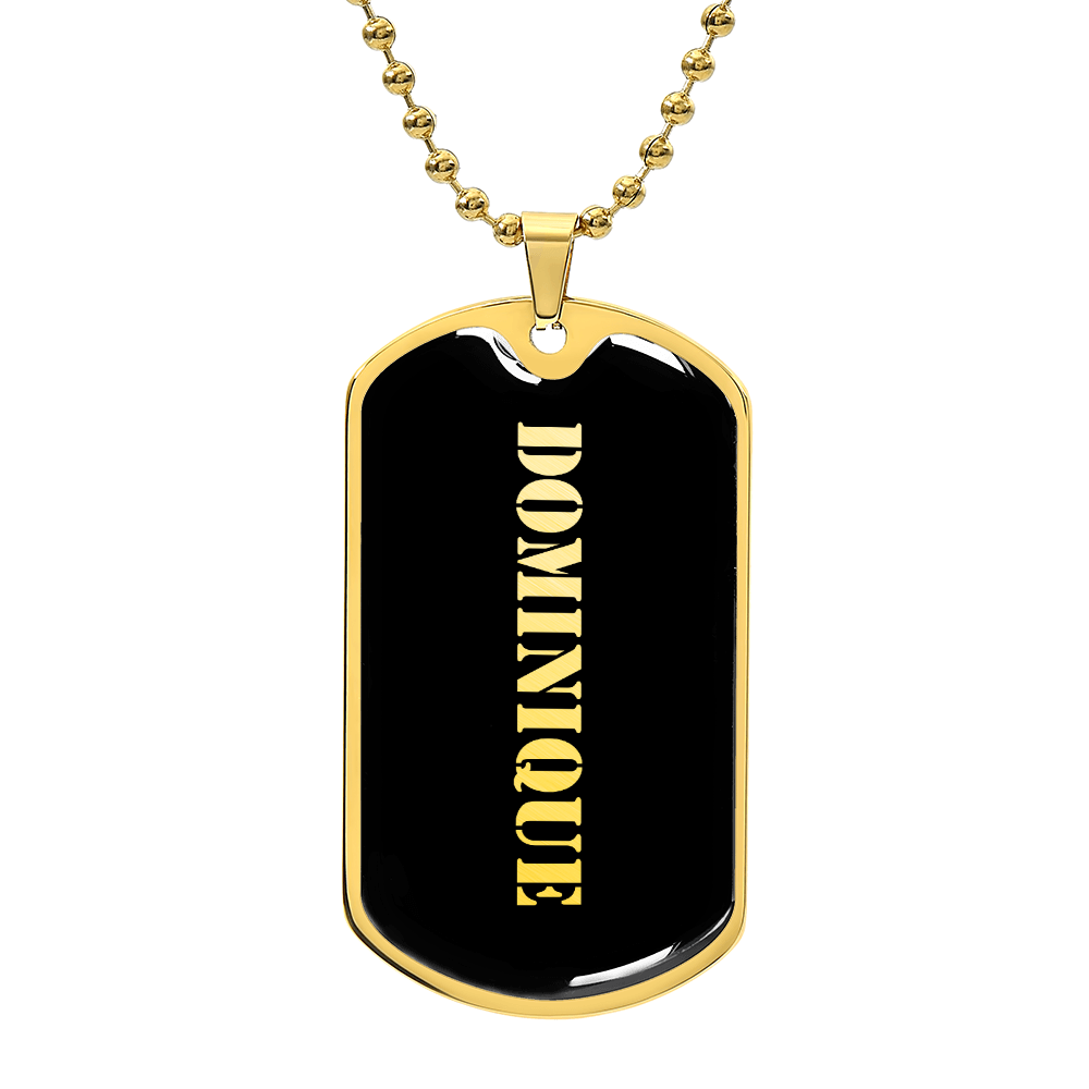 Dominique v2 - 18k Gold Finished Luxury Dog Tag Necklace
