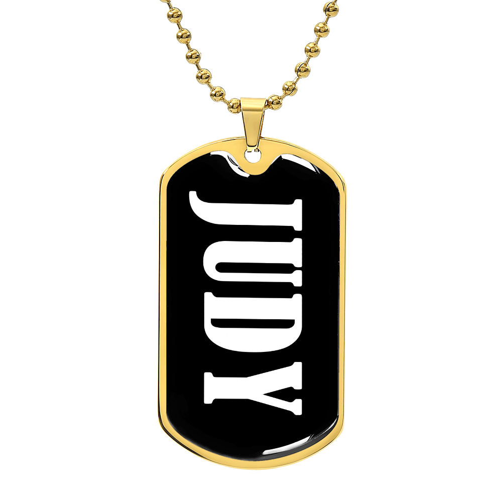 Judy v01w - 18k Gold Finished Luxury Dog Tag Necklace