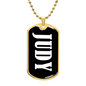 Judy v01w - 18k Gold Finished Luxury Dog Tag Necklace