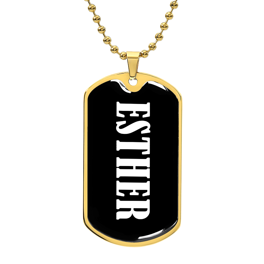 Esther v01w - 18k Gold Finished Luxury Dog Tag Necklace