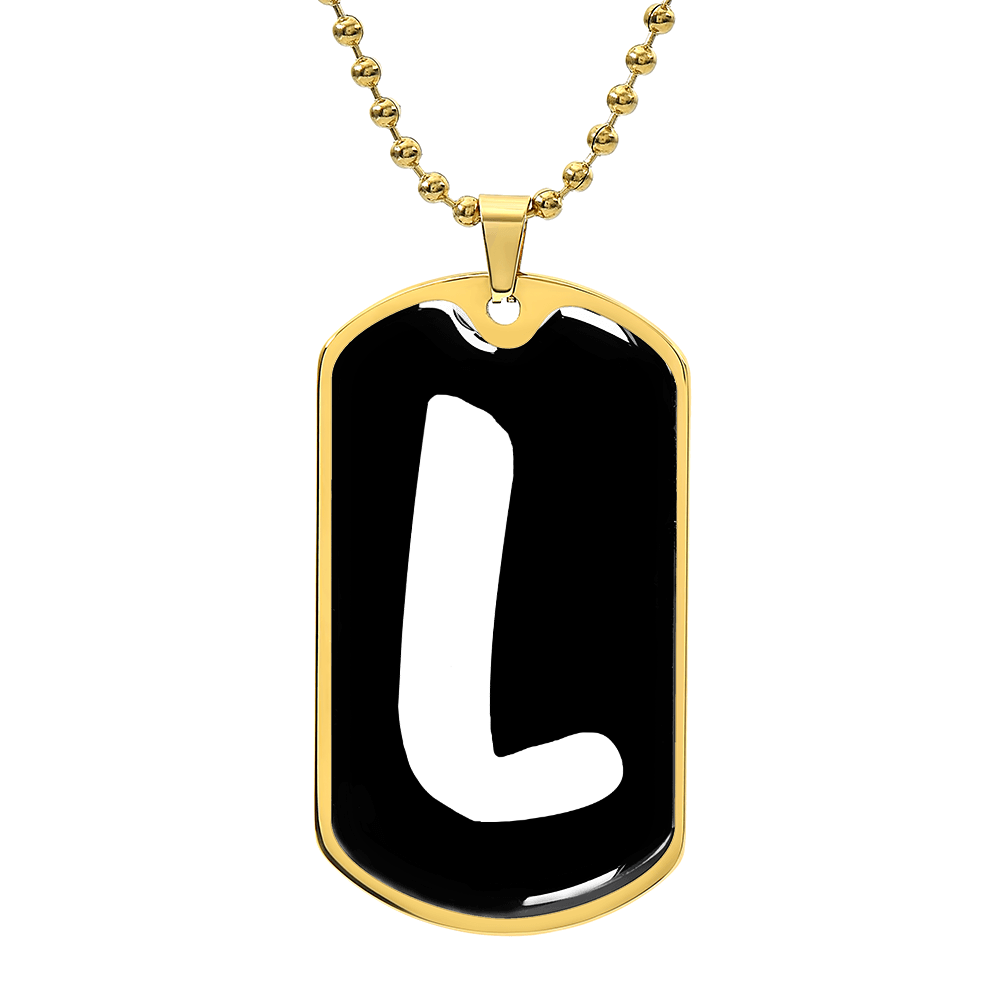 Initial L v3b - 18k Gold Finished Luxury Dog Tag Necklace