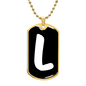 Initial L v3b - 18k Gold Finished Luxury Dog Tag Necklace