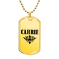 Carrie v01a - 18k Gold Finished Luxury Dog Tag Necklace