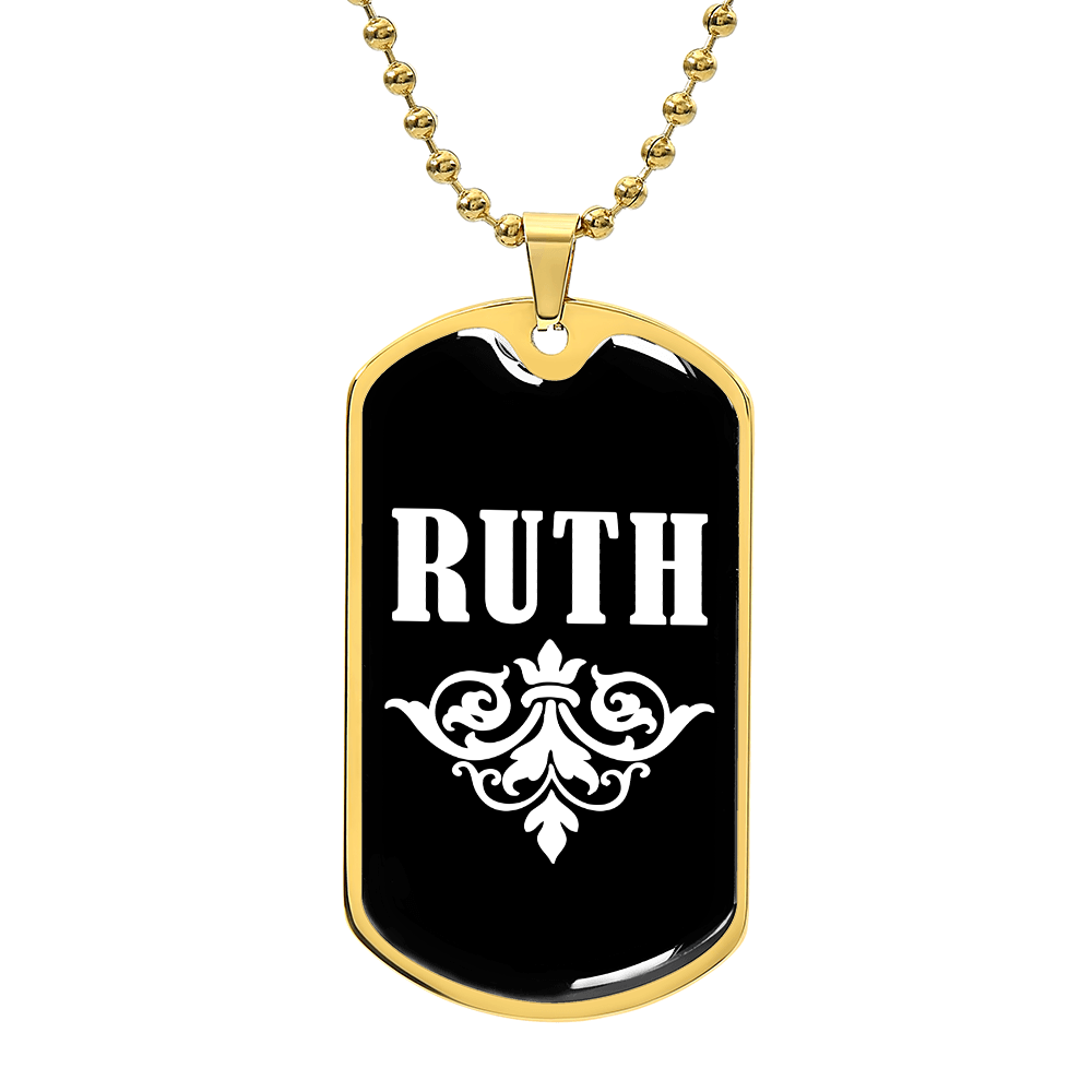 Ruth v03a - 18k Gold Finished Luxury Dog Tag Necklace