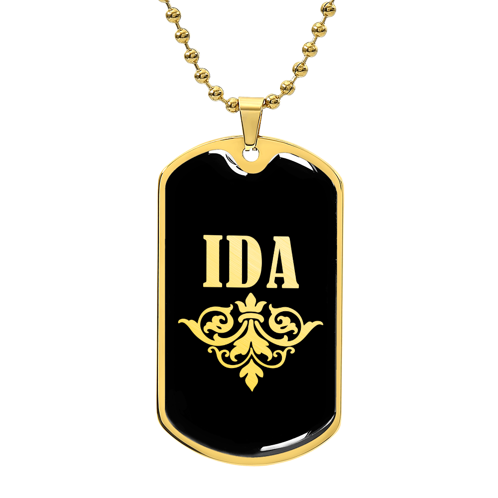Ida v02a - 18k Gold Finished Luxury Dog Tag Necklace