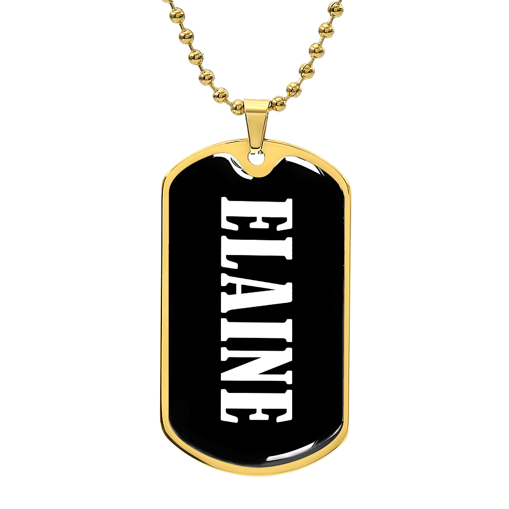 Elaine v01w - 18k Gold Finished Luxury Dog Tag Necklace