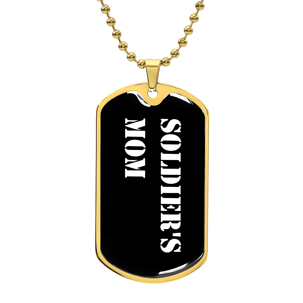 Soldier's Mom v3 - 18k Gold Finished Luxury Dog Tag Necklace