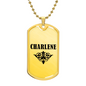 Charlene v01a - 18k Gold Finished Luxury Dog Tag Necklace