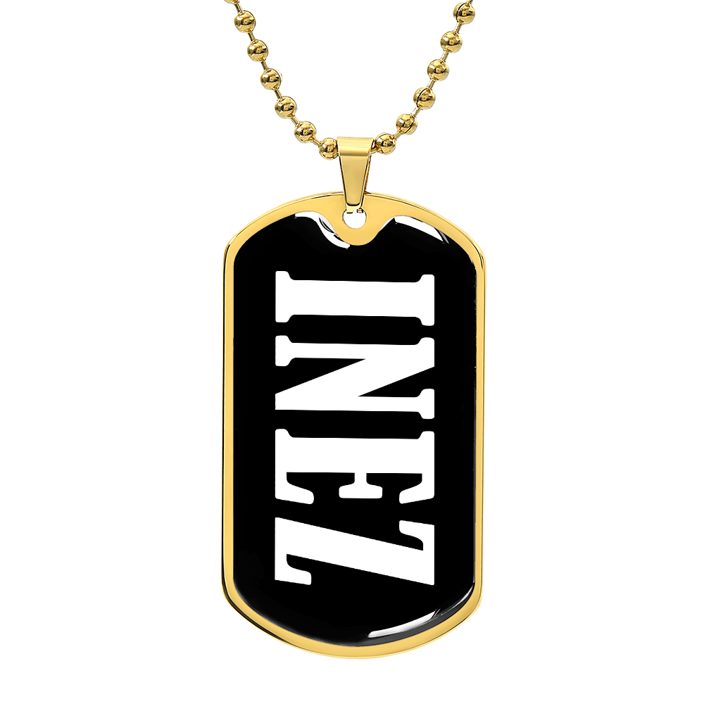 Inez v01w - 18k Gold Finished Luxury Dog Tag Necklace