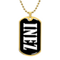 Inez v01w - 18k Gold Finished Luxury Dog Tag Necklace